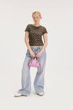 Brown - Floral - Cropped t-shirt - 1