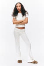 White - Low Waist Flared Pyjama Trousers - 0