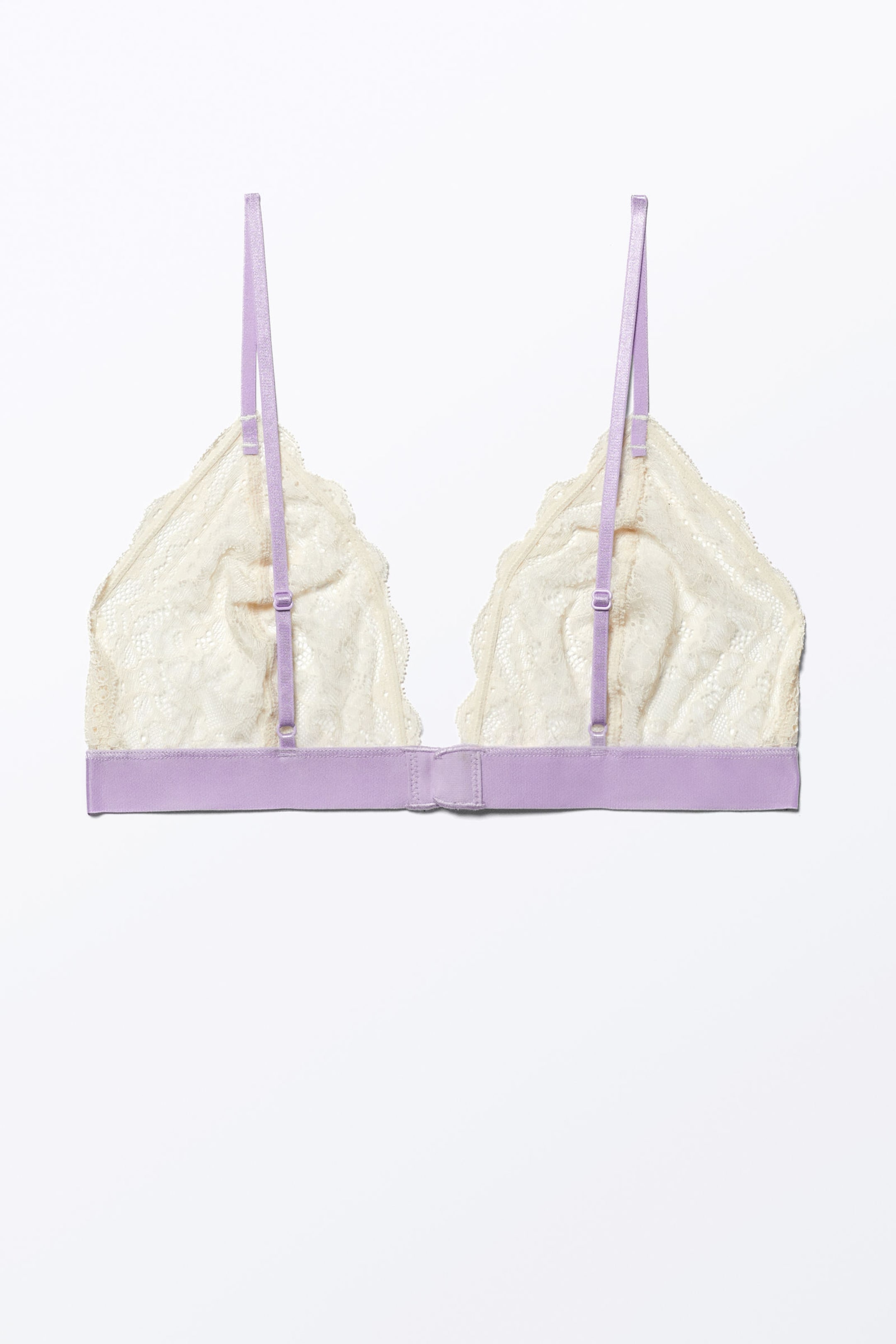 Off-white & Lilac - Lacey Soft Lace Triangle Bra - 1