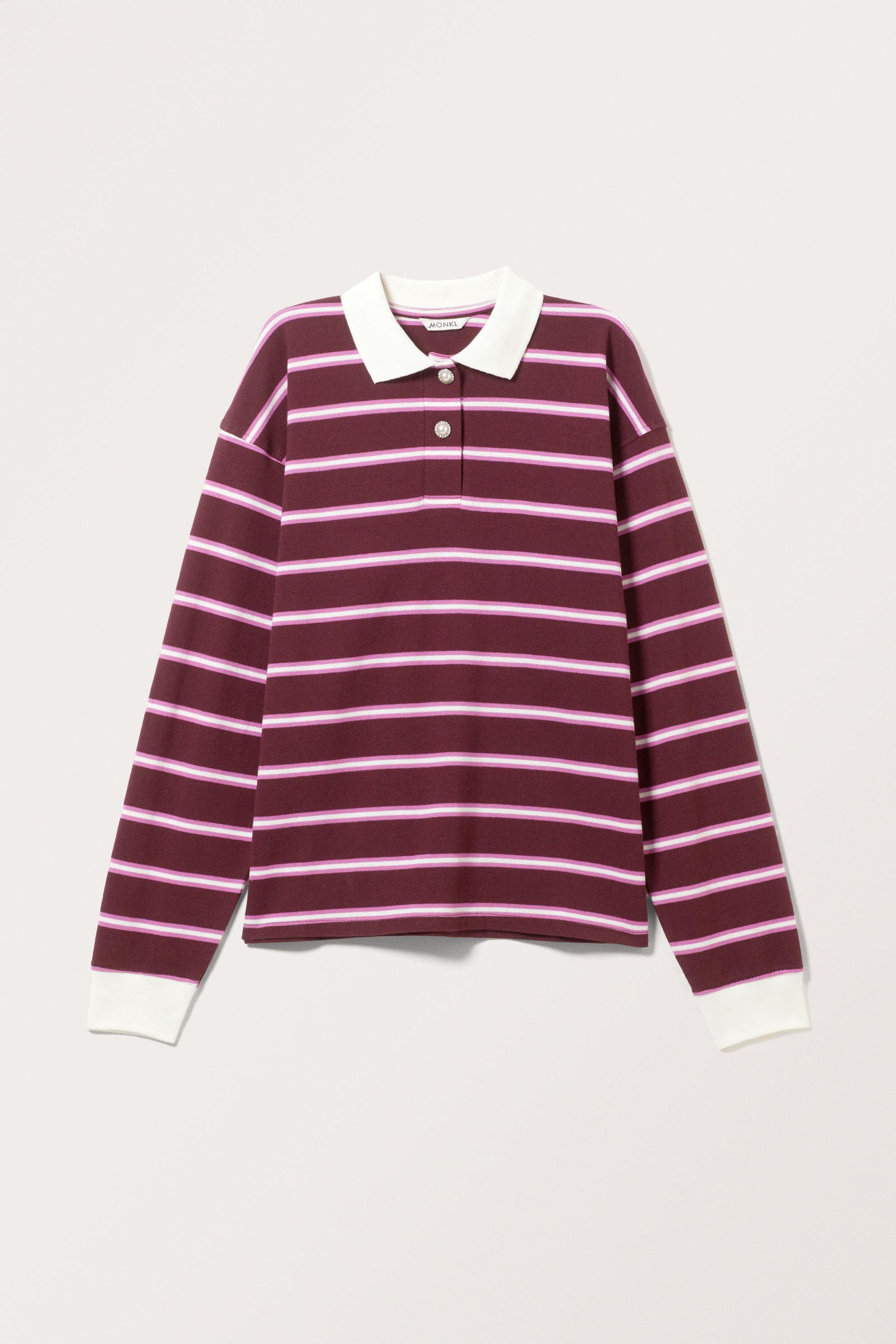 Burgundy - Long Sleeve Rugby Polo Top - 3