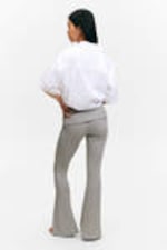 Dusty Grey - Low Waist Flared Ribbed Trousers - 3