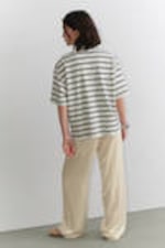Striped Off-black & White - Striped Relaxed Fit Polo Shirt - 2