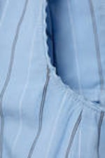 Striped Light Blue - Cropped Cotton Poplin Corset Top - 4
