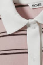 Light Pink - Brown Stripes - Long Sleeve Rugby Polo Top - 4