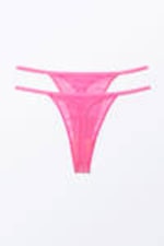 Bright Pink - 2-pack Lacey Lace Thongs - 1
