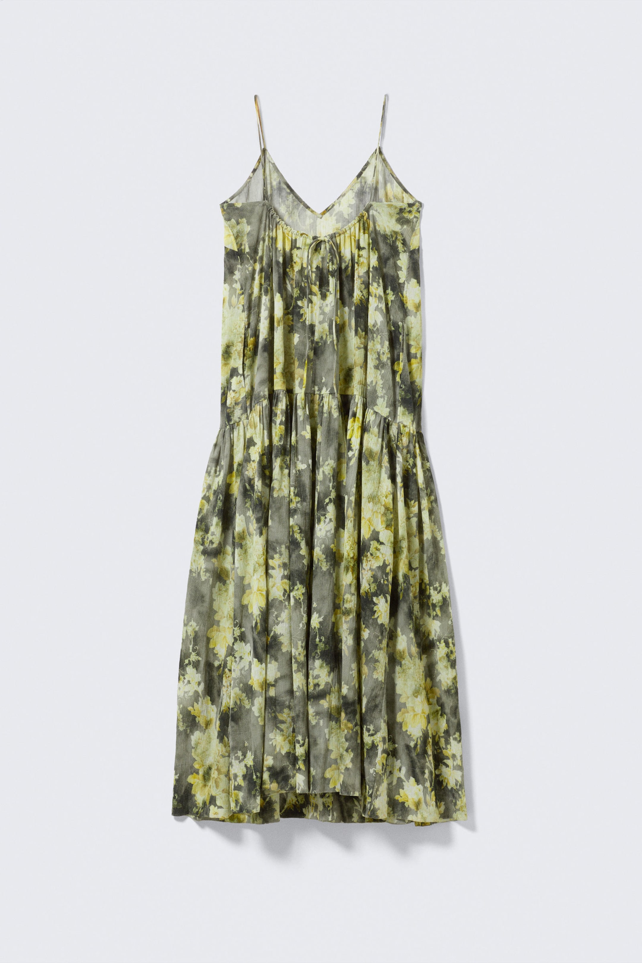 Grey - Dirty Floral - Tiered Printed Cotton Maxi Dress - 5