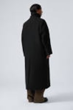 Black - Long Oversized Wool-Blend Coat - 4