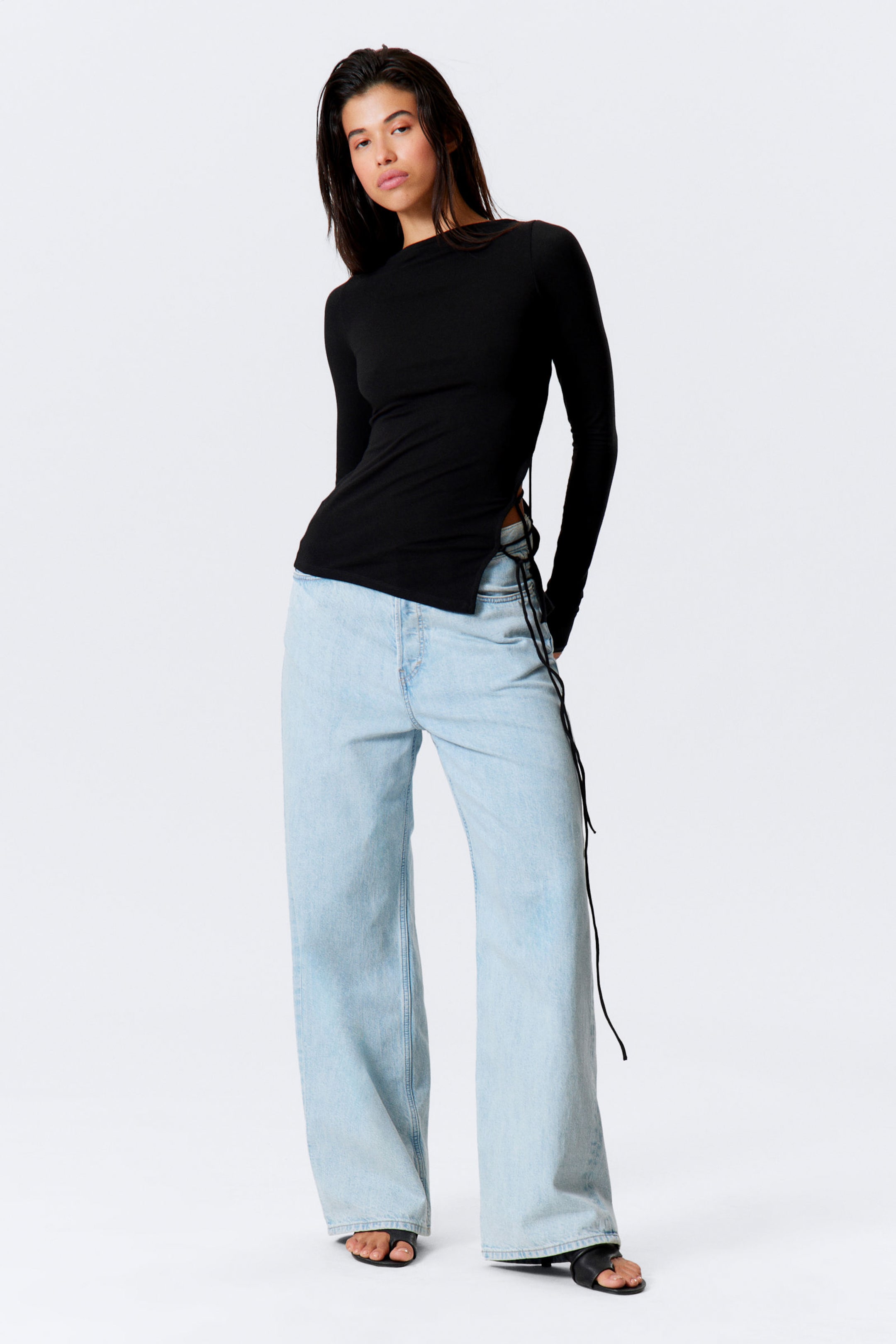 #272627 - Asymmetric Long-Sleeved Cross Back Top - 2