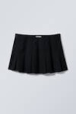 Black - Short Pleated Mini Skirt - 2