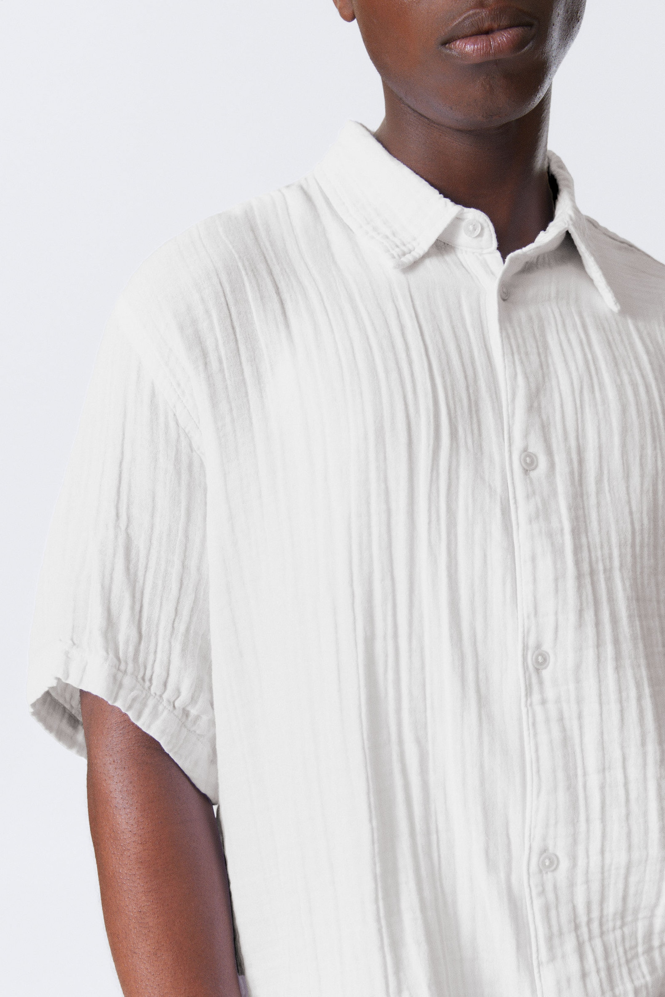 White - Oversized Structured Short Sleeve Shirt - 1