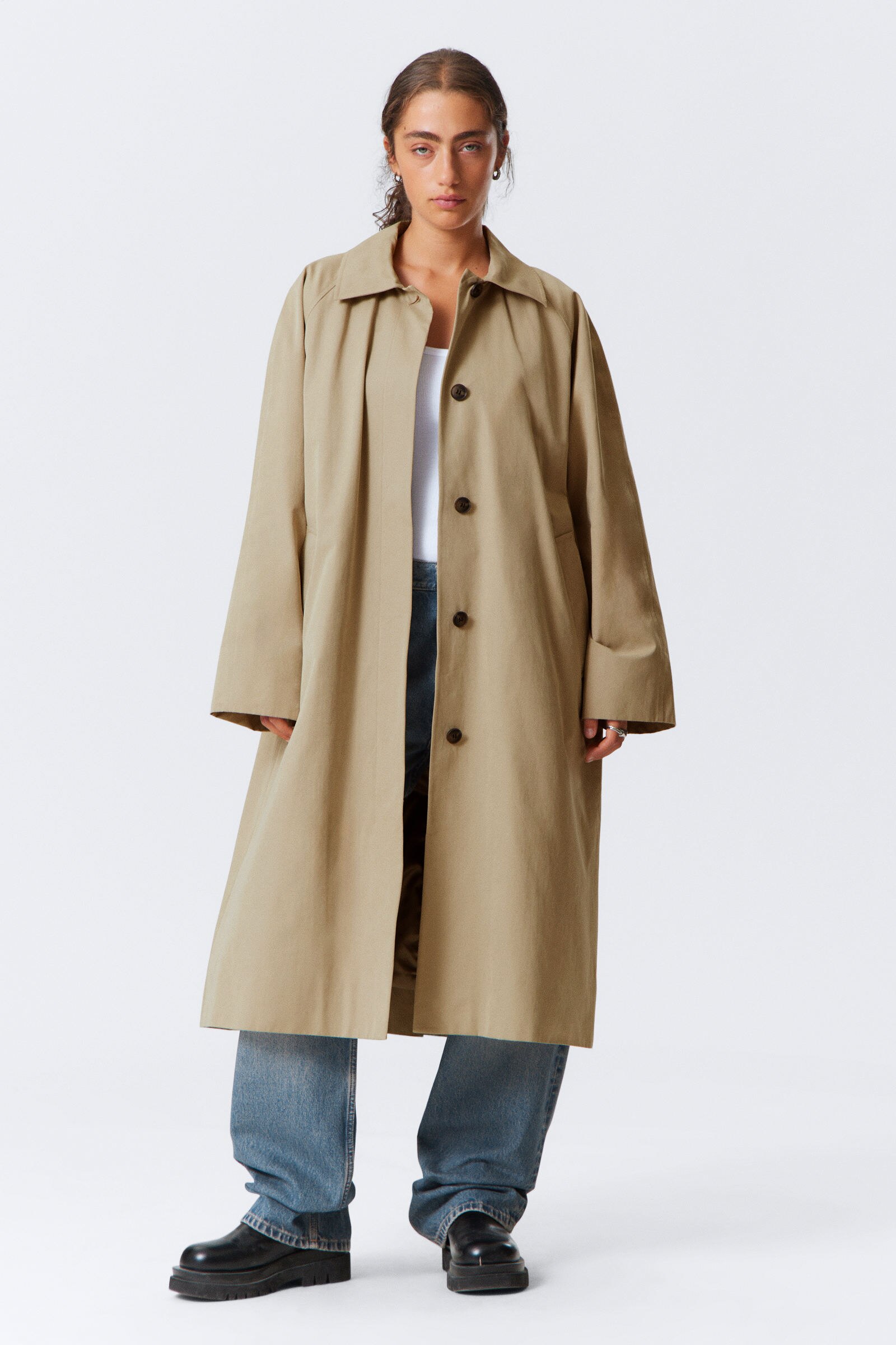 oversized double-breasted wool-blend coat - Black Check