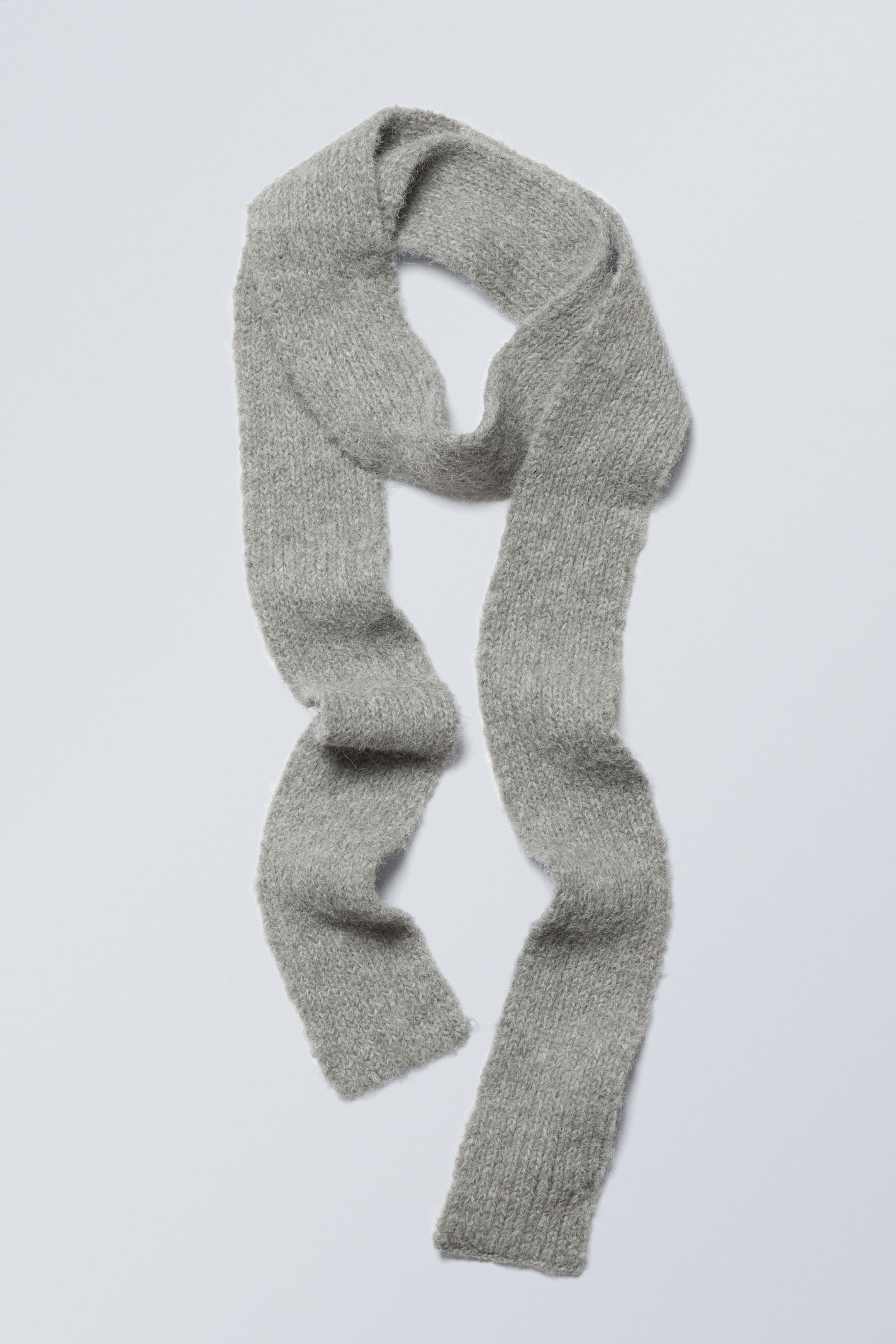 Dusty Grey - Hairy Slim Scarf - 0