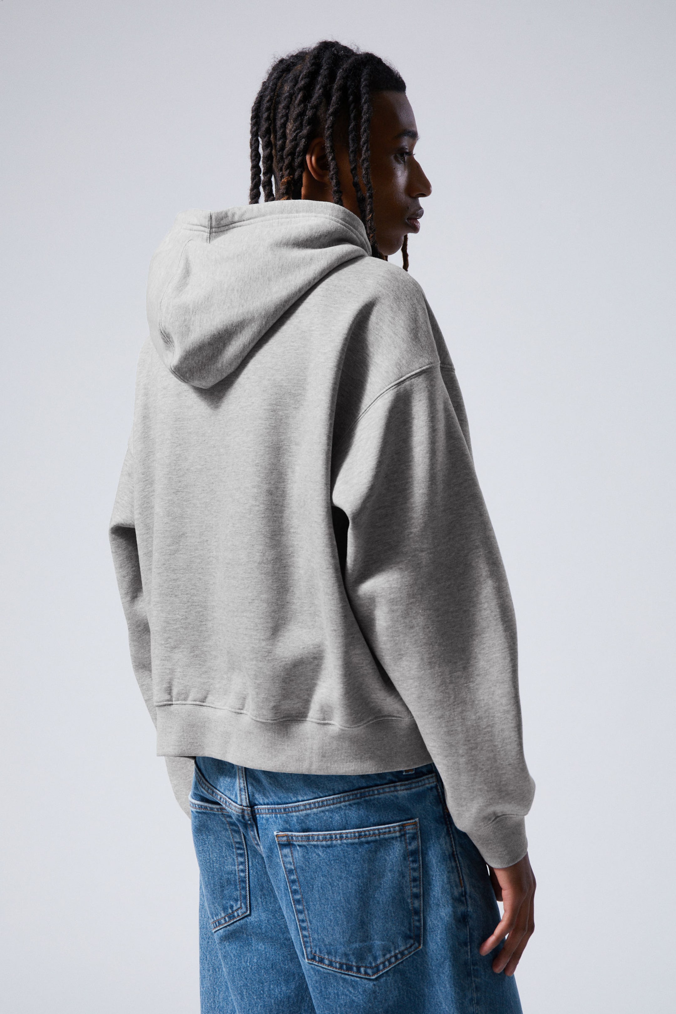 Light Grey Melange - Boxy Midweight Zip Hoodie - 3