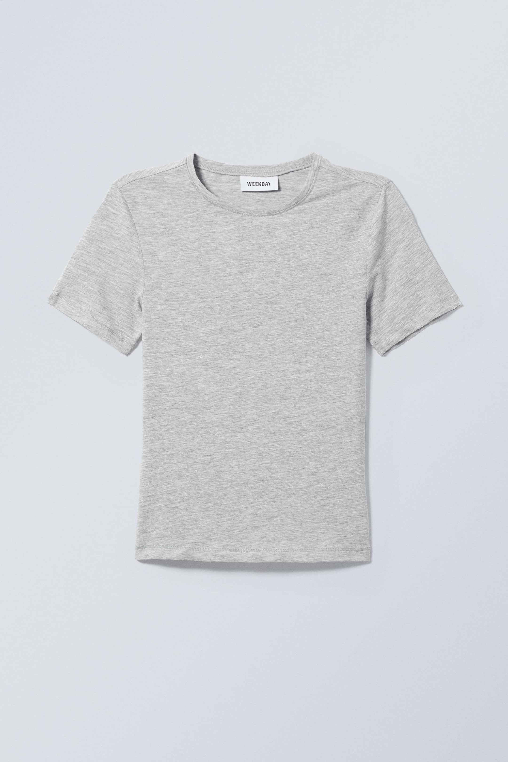 Grau - Schmal geschnittenes T-Shirt - 2