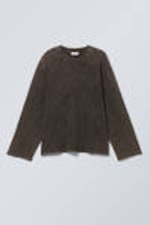 Washed Black - Soft Oversized Long Sleeve Top - 2