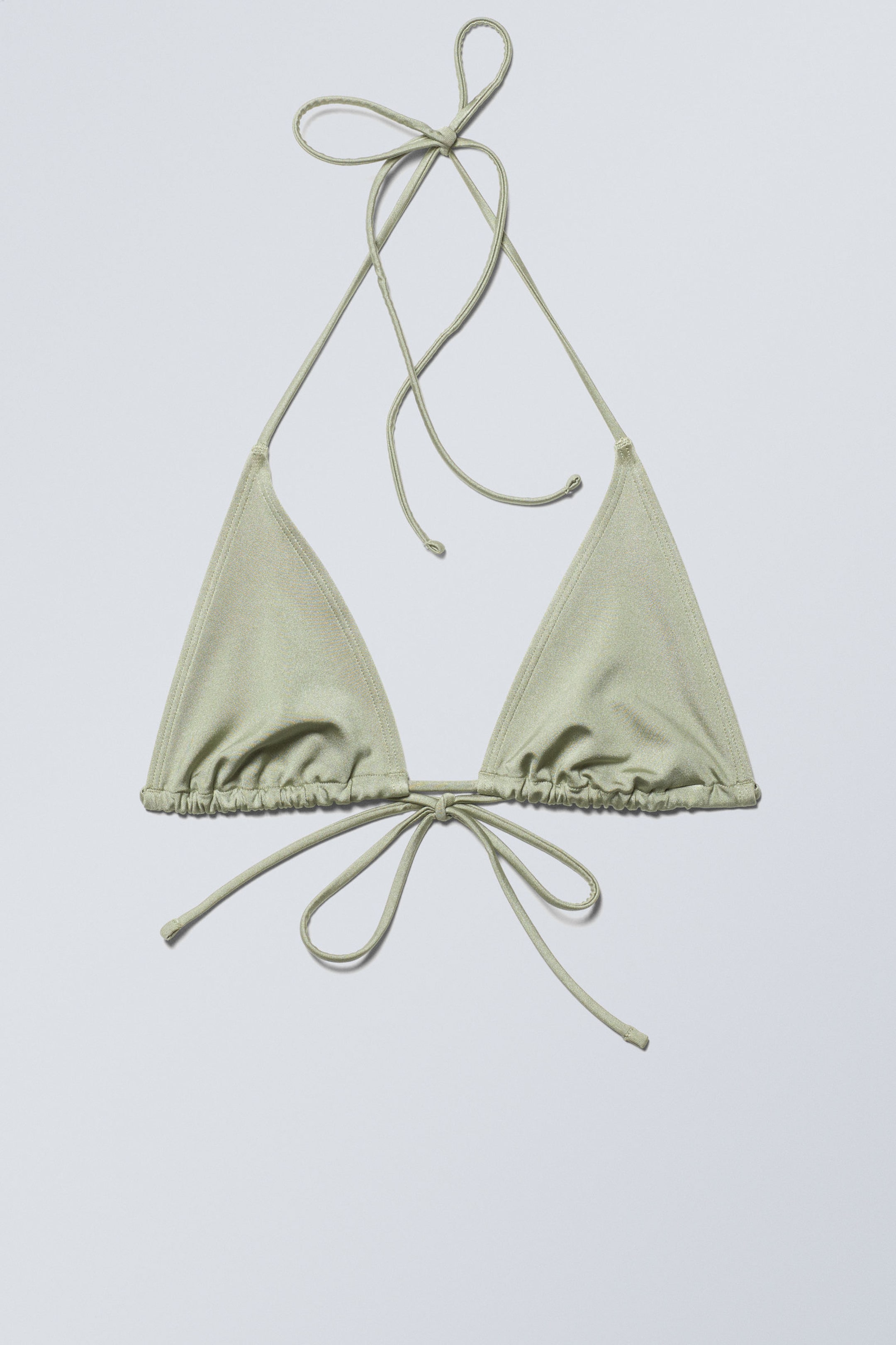 Light Green Shimmer - Strappy Triangle Bikini Top - 0