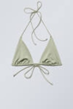 Light Green Shimmer - Strappy Triangle Bikini Top - 0