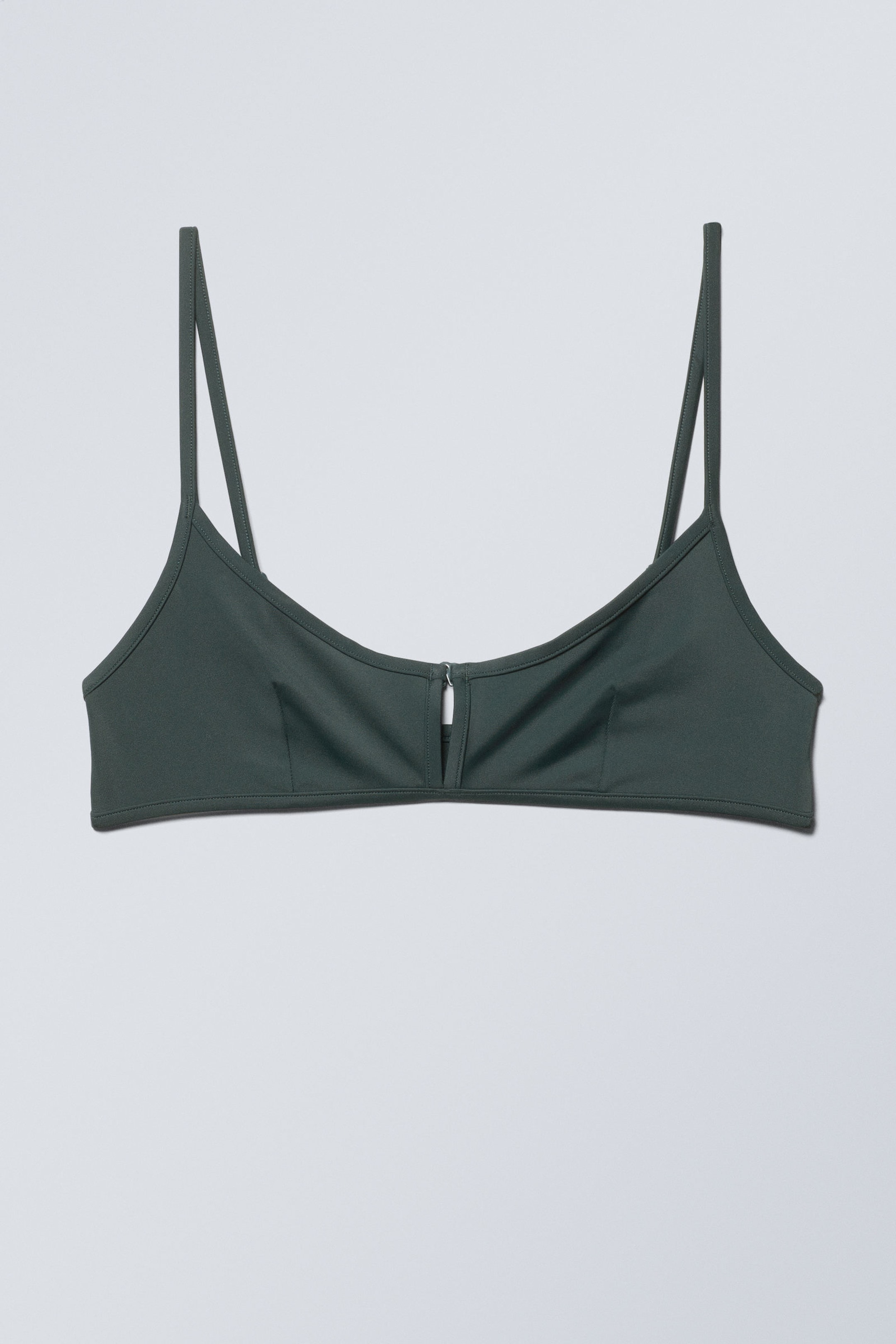 Dark Green - Front Buckle Bikini Top - 0