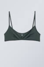 Dark Green - Front Buckle Bikini Top - 0