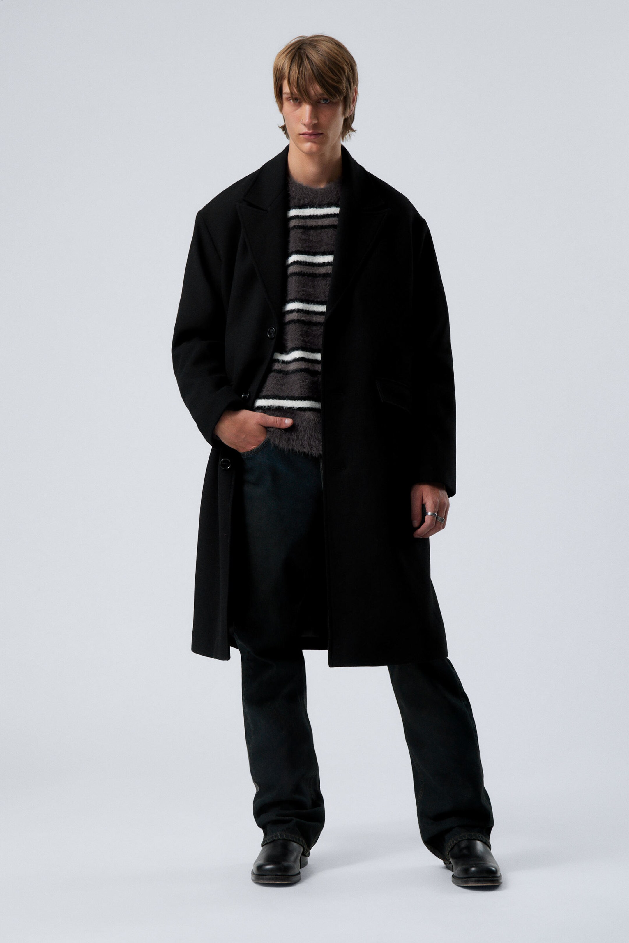 single breasted wool blend coat Black Weekday EU