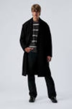 Black - Single Breasted Wool-blend Coat - 0