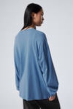 Washed Blue - Long-Sleeved Oversized T-shirt - 3