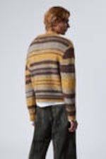 Yellow/Brown Stripe - Striped Regular Fit Sweater - 3