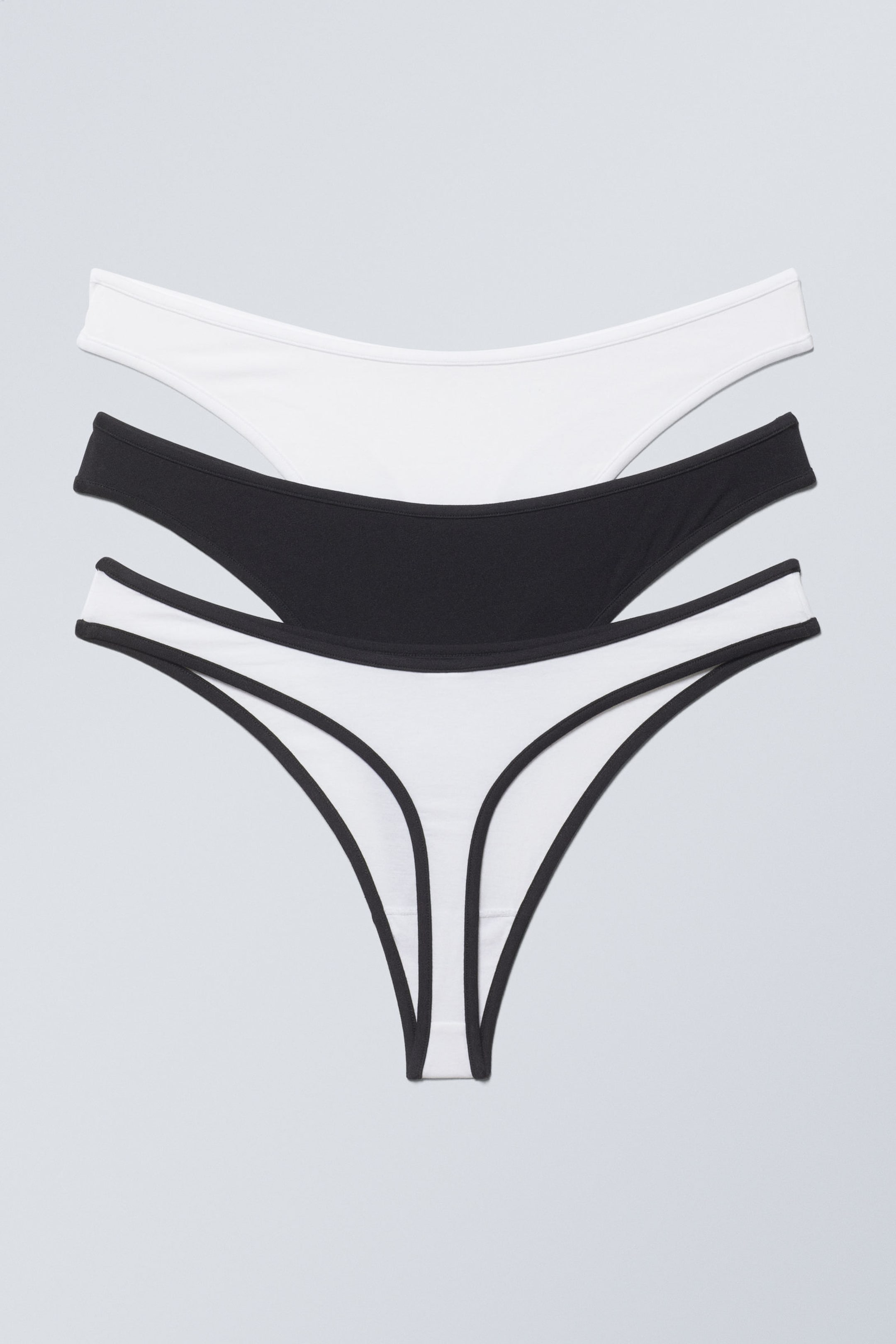 Black White - 3-pack Jade Cotton Thong - 1