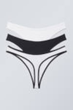 Black White - 3-pack Jade Cotton Thong - 1