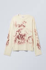 Dusty White - Great Boxy Graphic Long Sleeve T-shirt - 2