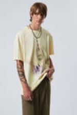 Dusty Beige - Oversized Graphic Printed T-shirt - 0