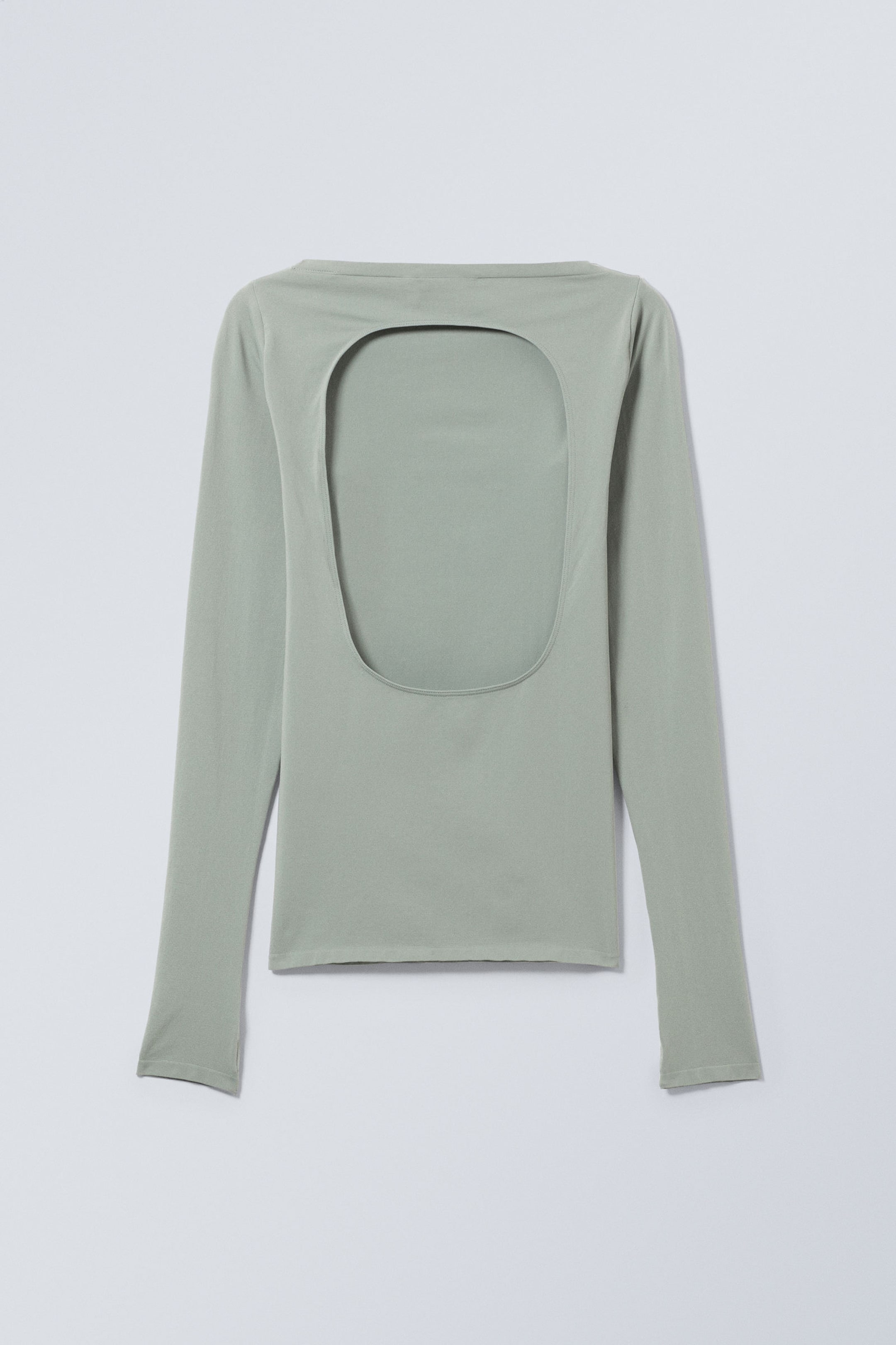 Dusty Green - Open Back Seamless Longsleeve Top - 1