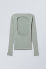 Dusty Green - Open Back Seamless Longsleeve Top - 1