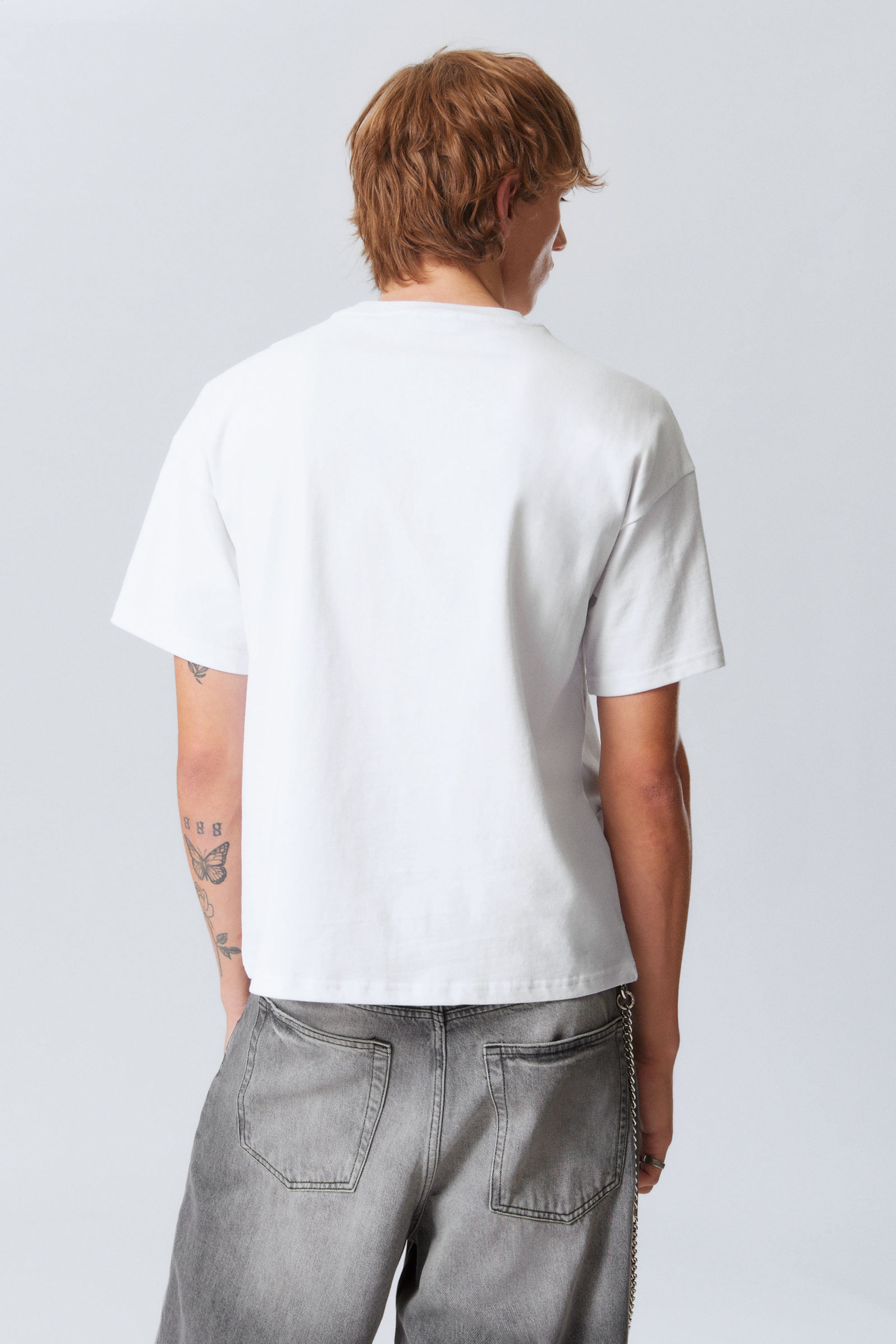 Weißes - Pinker Sad Man - Bedrucktes kastiges T-Shirt - 2