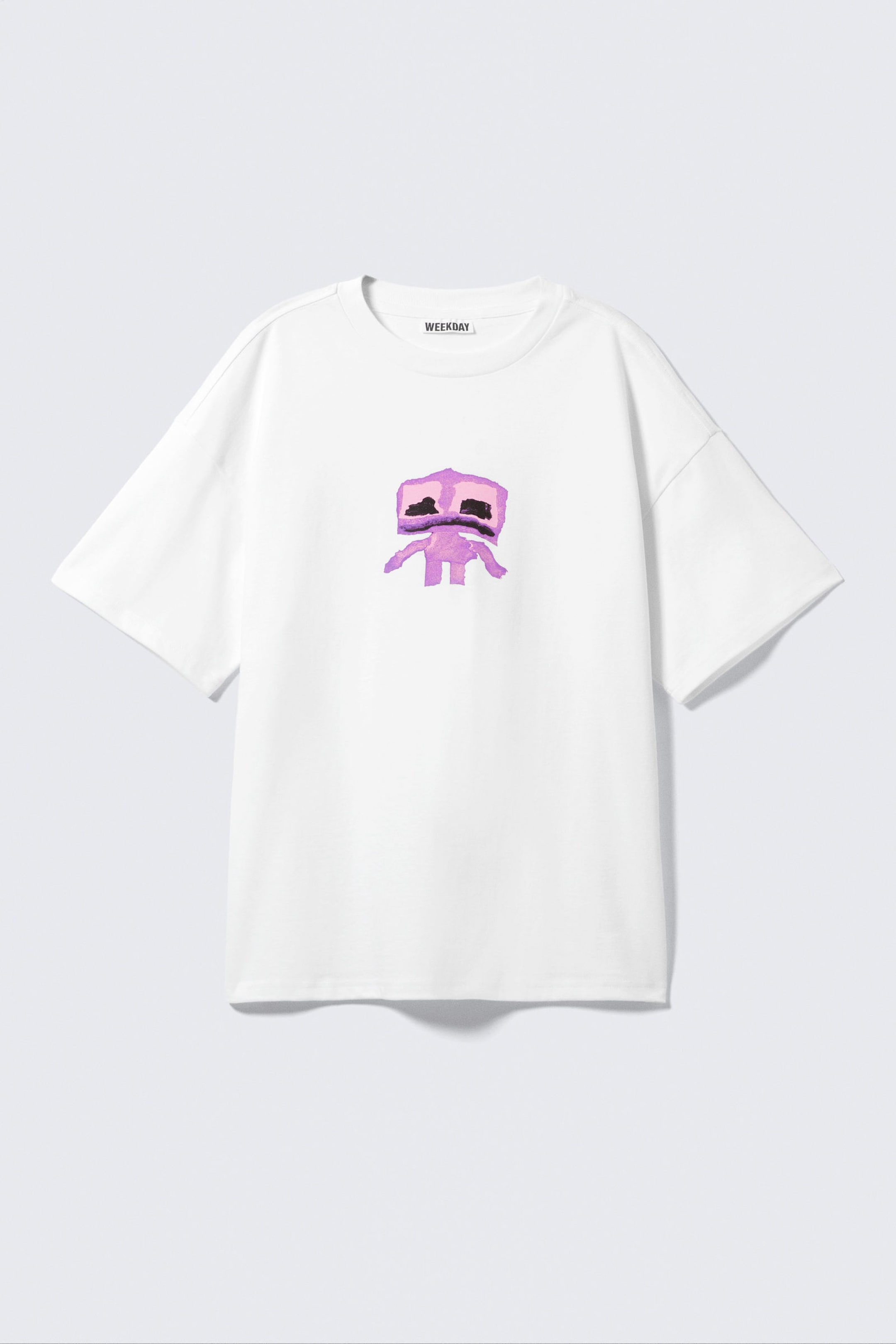 Weißes - Pinker Sad Man - Bedrucktes kastiges T-Shirt - 3