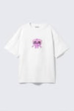 Weißes - Pinker Sad Man - Bedrucktes kastiges T-Shirt - 3