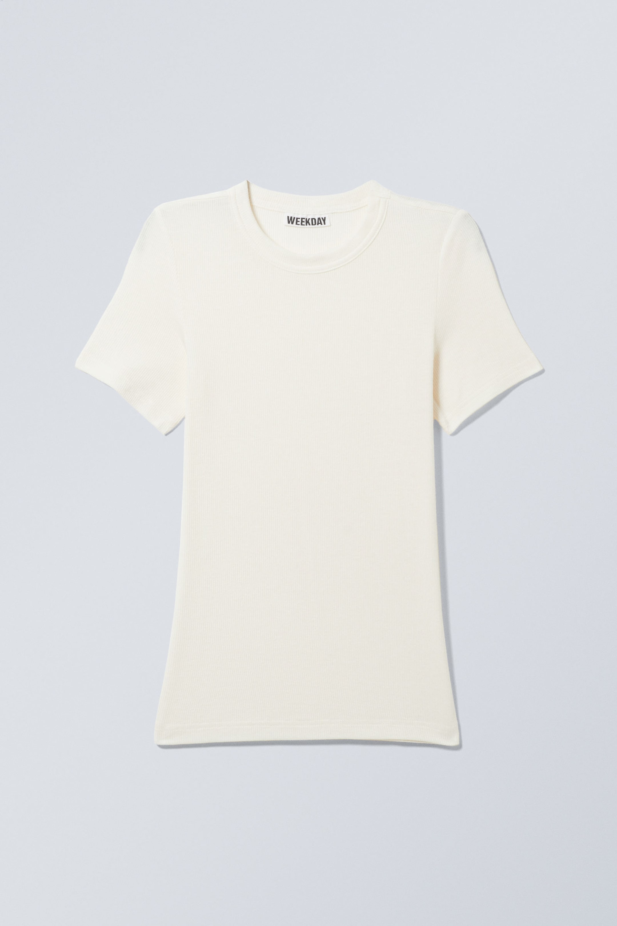 White - Sheer Rib Short Sleeve T-shirt - 2