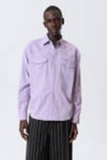 Lilac - Loose Long-Sleeved Cotton Twill Shirt - 0