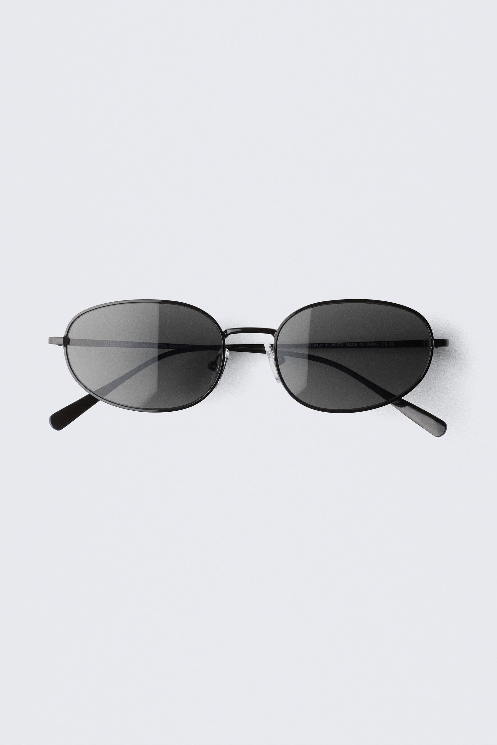 minimal oval metal frame unisex sunglasses - Black - Black minimal oval metal frame unisex sunglasses - Black - Black