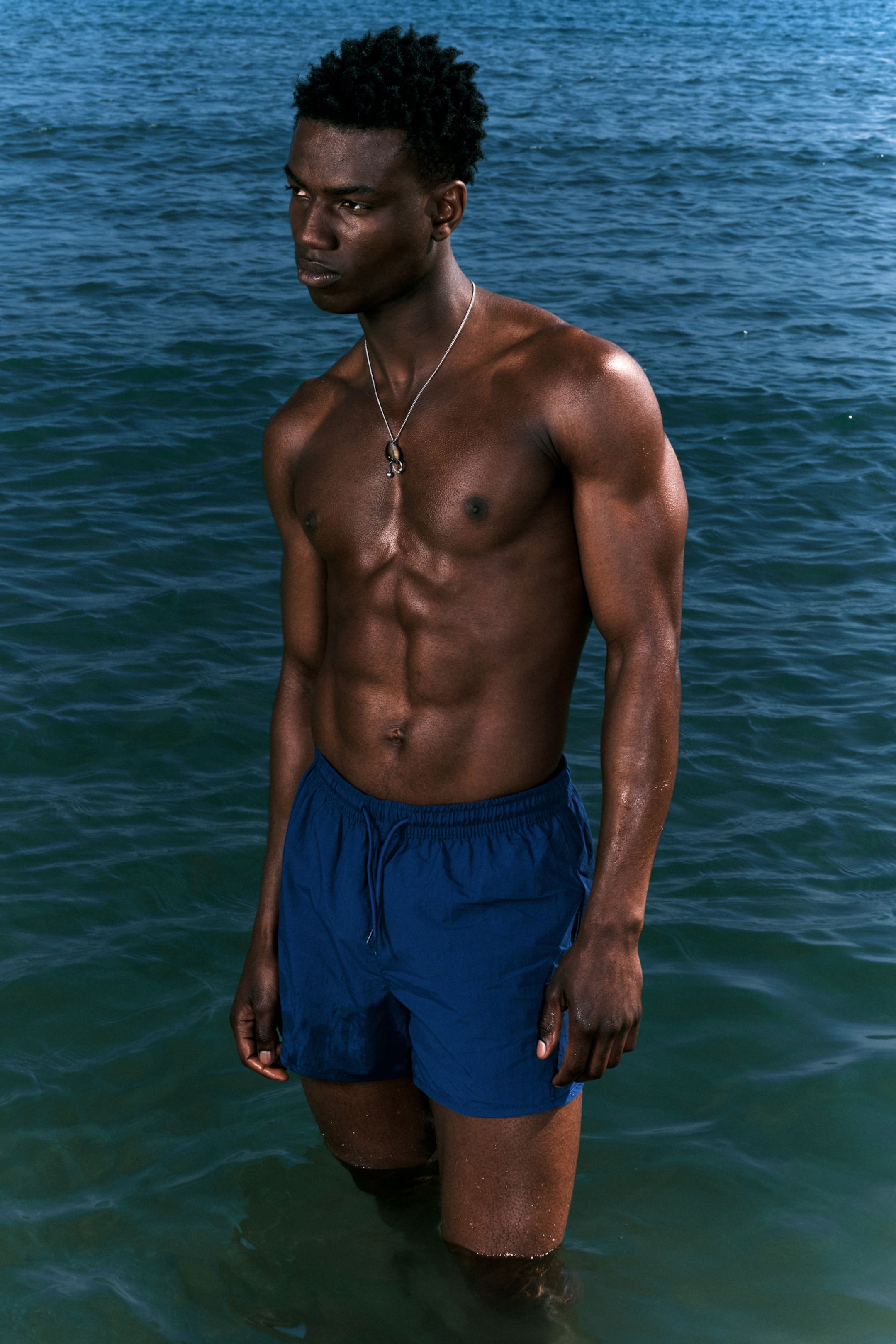 #283F69 - Structured Mid-Thigh Swim Shorts - 1