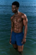 Blue - Structured Mid-Thigh Swim Shorts - 0