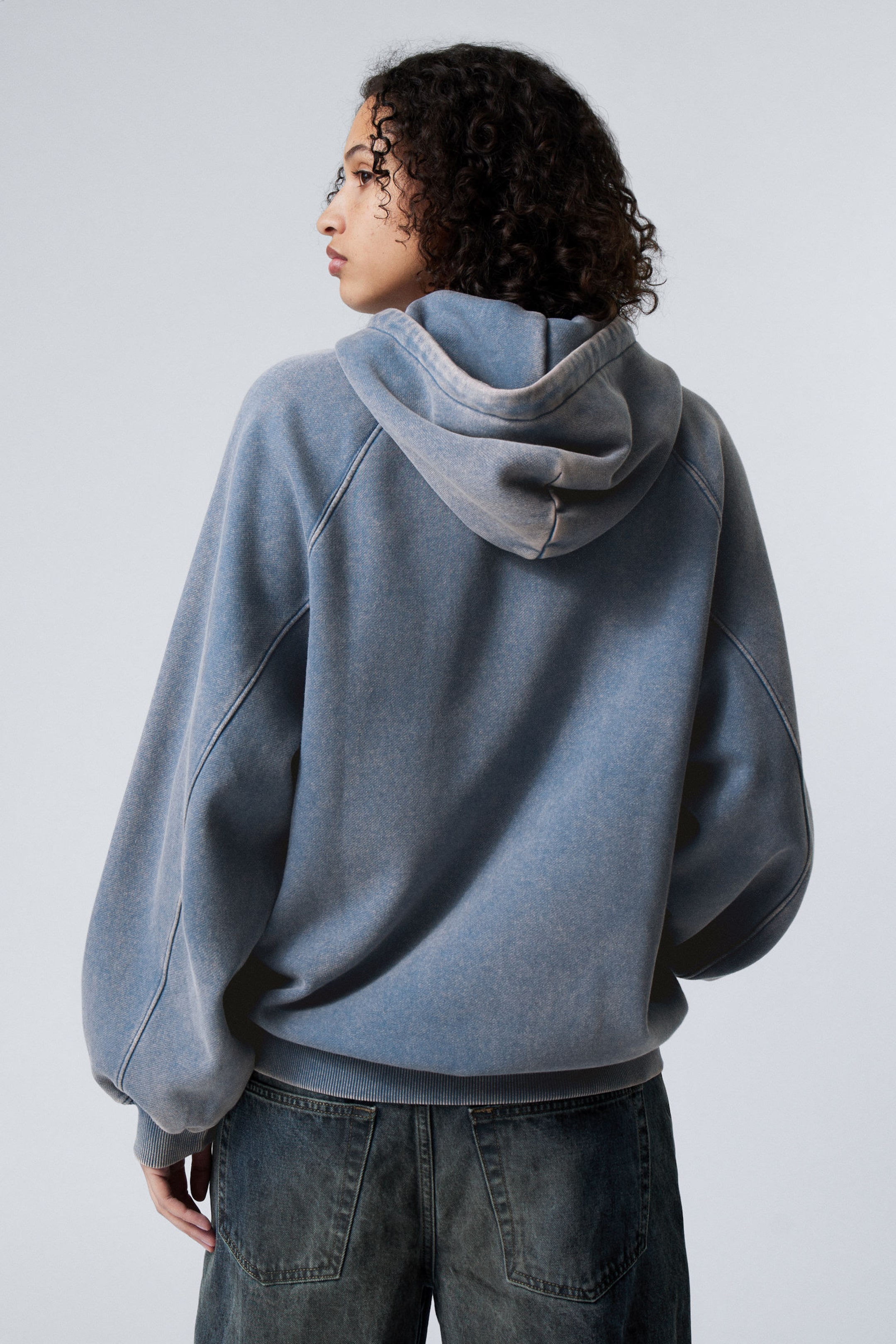 Washed Blue - Loose Heavyweight Hoodie - 2