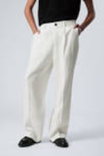 White - Uno Loose Linen Suit Trouser - 1