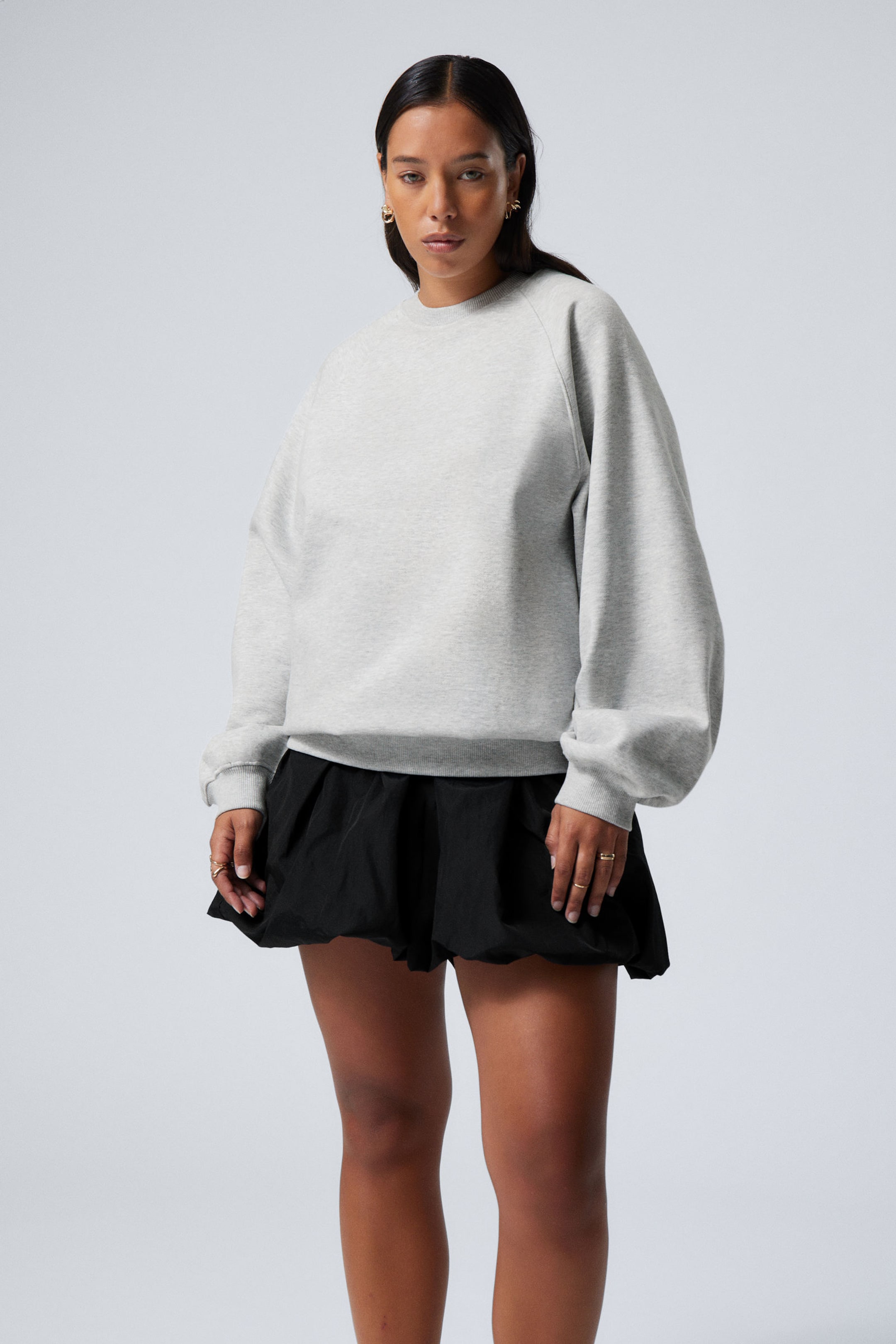 Grey Melange - Loose Heavy Sweater - 0