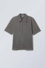 Washed Black - Short Sleeve Zip Shirt - 0