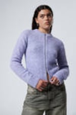 Lilac - Slim Knitted Zip Cardigan - 0