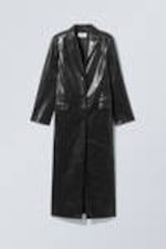 Shiny Black - Nancy Faux Leather Coat - 2