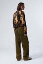 Washed Dark Khaki Green - Galaxy Loose Straight Cord Trouser - 5