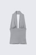 Dusty Grey - Deep Halterneck Top - 3