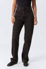 Echo Black - Black - Rowe Super High Waisted Regular Straight Leg Jeans - 2